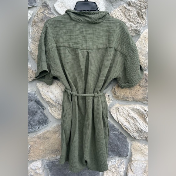 Madewell Safari Romper Sz M Belted Gauze Cotton Olive Army Green Romper So Soft! - Picture 3 of 8